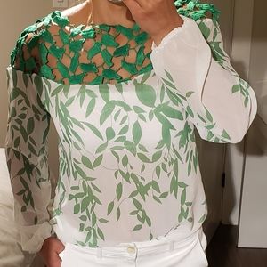 Green/white blouse